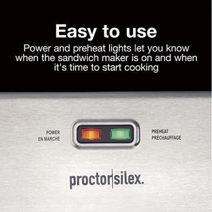  Deluxe Hot Sandwich Maker, Nonstick Plates, Stainless Steel (25415)