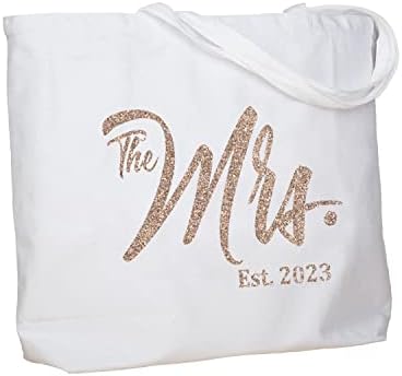  ELEGANTPARK Future The Mrs. EST. 2023 Personalized Bride Tote Wedding Bachelorette Bridal Shower Gifts Large Shoulder Bag Black With Champagne Glitter
