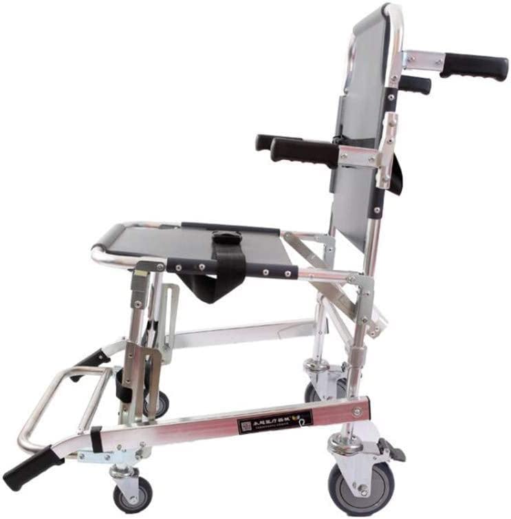  BMINK Manual Stair Chair, Portable Folding Stair Chair Emergency 4 Wheels Transport Chair Ambulance ChairFirefighter Evacuation Foldable Aluminum Lift