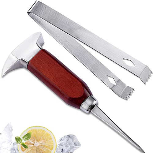  Ice Pick - 7 Inch Stainless Steel Ice Crusher With Wood Handle, Japanese Style Ice Chipper Dual-action Ice Chisel Ideal For Bars And Home
