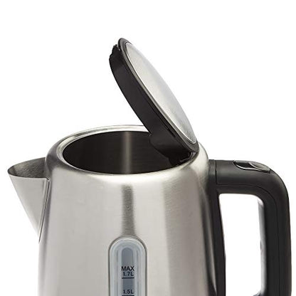 Amazon Basics Stainless Steel Fast, Portable Electric Hot Water Kettle For Tea And Coffee, 1.7-Liter, Silver