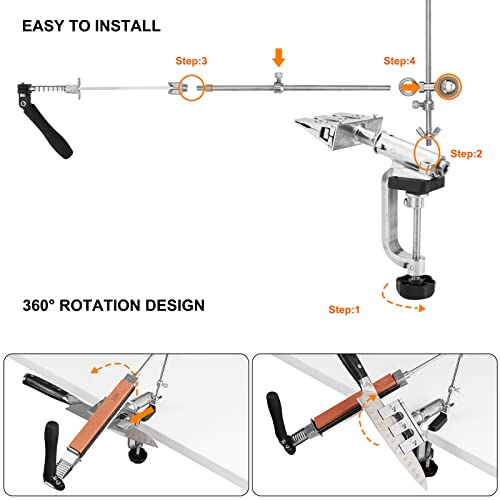  Knife Sharpener System, Precise Angle Adjustment 360° Flipping Design Pro Stainless Steel Knife Sharpeners Set, Fine Grinding Chef Knife Sharpening Kit With 10 Thickened Whetstones With Bases