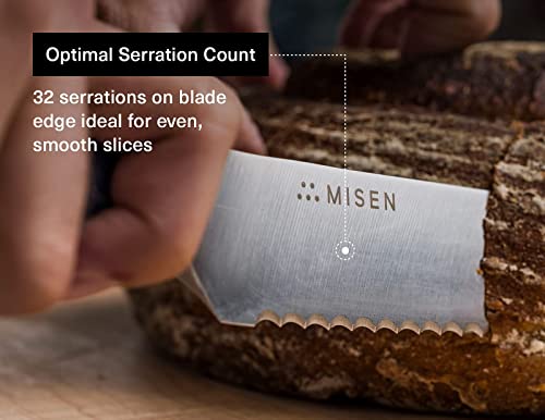  Serrated Bread Knife - 9.5 Inch Bread Cutter - High Carbon Stainless Steel Serrated Kitchen Knives, Black