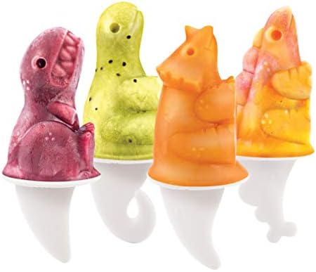  Dino Popsicle Molds (Set Of 4) - Mess-Free Silicone Ice Pops For Homemade Freezer Snacks / Dishwasher-Safe, BPA-Free