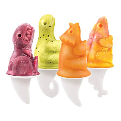  Dino Popsicle Molds (Set Of 4) - Mess-Free Silicone Ice Pops For Homemade Freezer Snacks / Dishwasher-Safe, BPA-Free