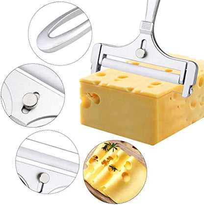  Stainless Steel Wire Cheese Slicer, Adjustable Thickness Cheese Cutter For Soft, Semi-Hard Cheeses Kitchen Cooking Tool