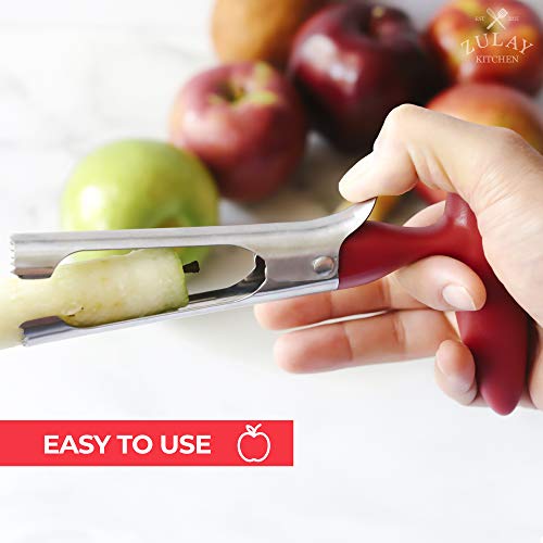  Premium Apple Corer - Easy To Use Durable Apple Corer Remover For Pears, Bell Peppers, Fuji, Honeycrisp, Gala And Pink Lady Apples - Stainless Steel Best Kitchen Gadgets Cupcake Corer - Red