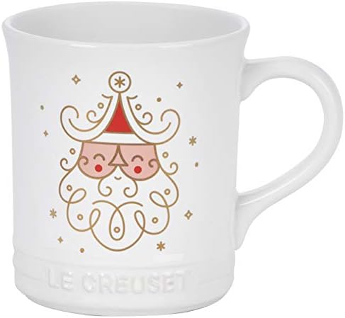 Le Creuset Stoneware Noel Collection: Santa Mug, 14 Oz, White W/Applique