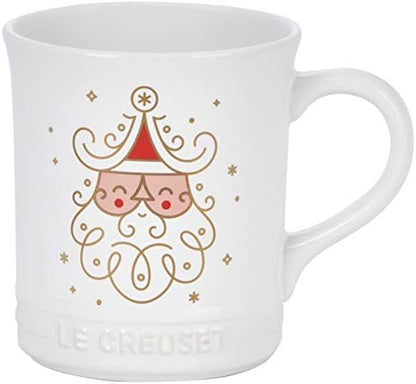 Le Creuset Stoneware Noel Collection: Santa Mug, 14 Oz, White W/Applique