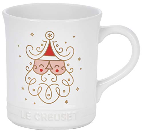 Le Creuset Stoneware Noel Collection: Santa Mug, 14 Oz, White W/Applique