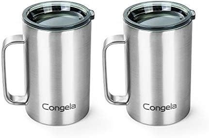  18oz 2Pack Stainless Steel Insulated Coffee Mugs With Handle, Vacuum Camping Tea Cups Set With Tritan Lid And Sand With Sage Color Combo(Cement+Desert Sage,18oz 2Pack)