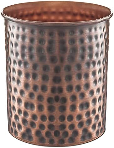  Kitchen Utensil Holder, Hand Hammered Caddy, Kitchen Organization For Utensils, Crock For Cooking Utensils, Antique Copper Finish, Large, 19677