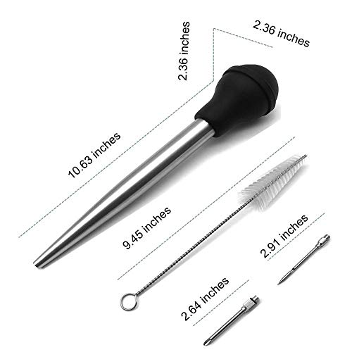  Turkey Baster Syringe For Cooking, Baster Syringe For Thanksgiving, Stainless Steel Turkey Baster With Needles And Cleaning Brush
