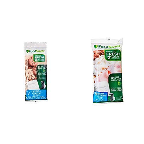 FoodSaver OodSaver 18 Quart-sized Vacuum Zipper Bags And 12 Gallon-sized Vacuum Zipper Bags Bundle