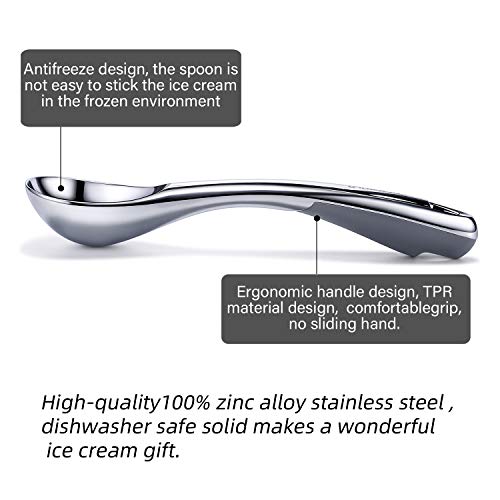  Heavy Duty Ice Cream Scoop, Commercial Ice Cream Scoop With Hook Longer Professional Antifreeze-Metal Easy-Grip Unbreakable,High Qality Zinc Alloy