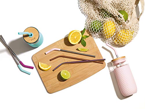  Impact Reusable Stainless Steel Straws With Cleaning Brush, 4 Piece, June Breeze