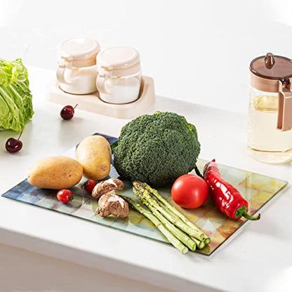  Glass Cutting Board, 16 * 12 Inch Set Of 1 Tempered Glass Cutting Board, Decorative Square Marble Chopping Board For Kitchen, Scratch, Heat, Shatter Resistant Cutting Mat (Mosaic)
