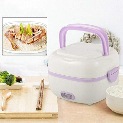  110V Portable 1L Mini Electric Lunch Box For Cooking Rice, Steaming Eggs, Vegetables, Meat And More,Removable Stainless Steel Rice Cooker For Car, Truck, Home And Work