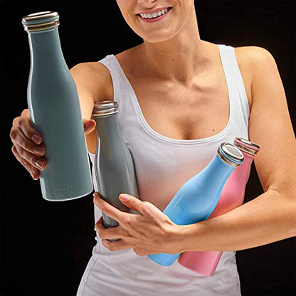 Lurch Urch Germany Thermal Bottle For Hot And Cold Drinks Made Of Double-Walled Stainless Steel (Pearl Blue, 25, Oz. | 0.75l)