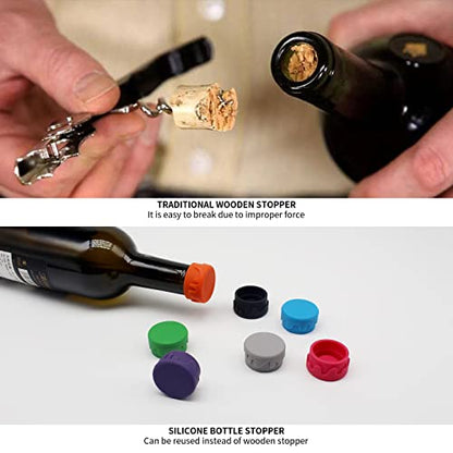  8PCS Wine Stoppers, Reusable Silicone Wine Corks, Silicone Wine Bottle Stopper, Glass Corks Beverages Beer Champagne Bottles For Corks To Keep Wine Fresh