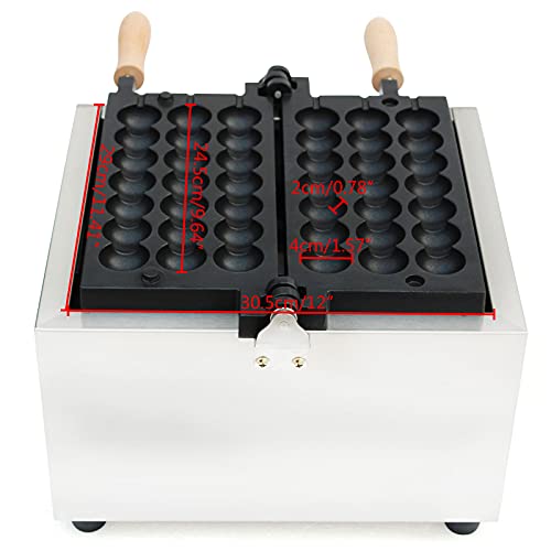  1500W Commercial Stainless Electric Bubble Skewer Waffle Ball Machine Nonstick Waffle Balls Maker Iron With Temperature Control,for Home Kitchen Snack
