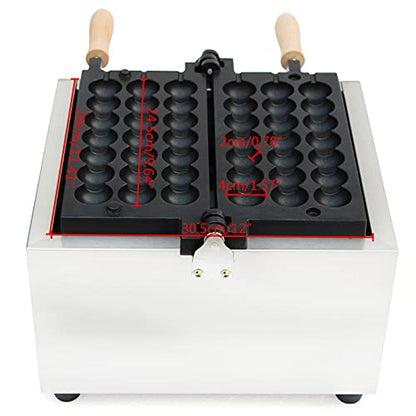 1500W Commercial Stainless Electric Bubble Skewer Waffle Ball Machine Nonstick Waffle Balls Maker Iron With Temperature Control,for Home Kitchen Snack
