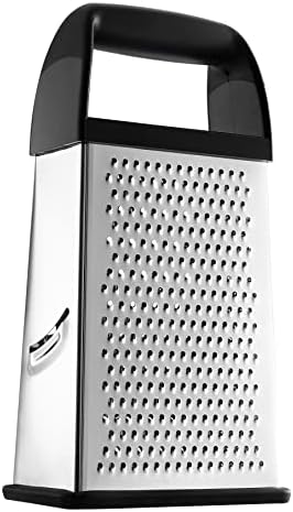  Professional Box Grater With Storage Container, Stainless Steel & Soft Grip Handle, 4 Sides, Handheld Kitchen Food Shredder Best For Parmesan Cheese, Vegetables, Ginger, 10" Mint