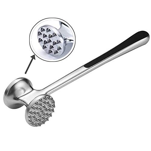  Meat Tenderizer Stainless Steel 304 Hammer Mallet Tool 9" Length Dual-spiked-sided Tenderizers Softener For Tenderizing Steak, Beef, Chicken, Lamb And Minced Meat
