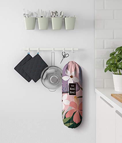  Flower Pattern Grocery Bag Storage Holder, Grocery Shopping Bags Carrier,Plastic Bag Dispenser, Organizer Recycling Grocery Pocket Containers For Home And Kitchen,Gifts For Family23x9 Inch