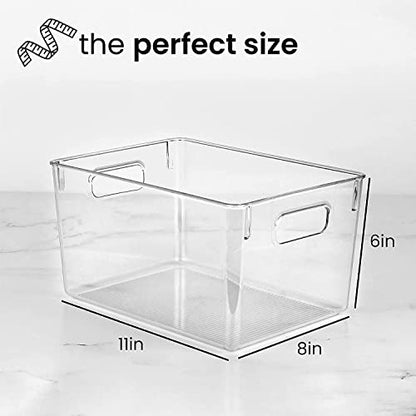  Pantry Organizer And Storage Bins, Clear Cabinet Organizers And Storage For Kitchen, Pantry, Cabinets, Countertops, For Storing Packets, Spices, Sauce, Snacks, Cans, (Pack Of 4)