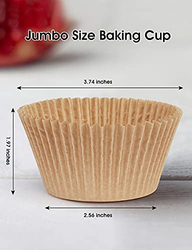  Fbera Jumbo Cupcake Liners Greaseproof Paper 200 Count - Food Grade Odorless Muffin Baking Cups Cupcake Wrappers For Wedding Birthday, Natural