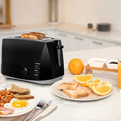  Toaster 2 Slice, Compact Electric Bread Toaster With 6 Toast Setting Defrost, Reheat, Cancel Functions, Auto Shutoff Removable Crumb Tray, Black Toaster (black)