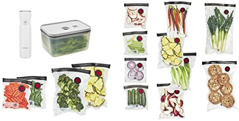 Zwilling Fresh & Save Set 30-pc Vacuum Sealer Bag For Food, 1/2 Gallon, Sous Vide Bag, Reusable Food Storage Bag For Meal Prep, Reusable Snack Bags, Dishwasher Safe, Small, Clear