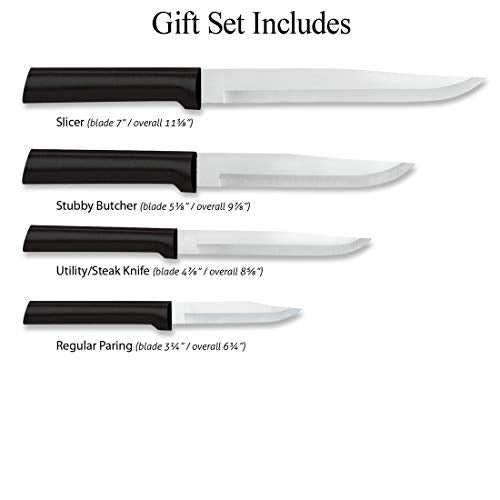  Ada Cutlery Cooking Essentials Knife Starter Gift 3 Piece Set Resin Stainless Steel, 8 7/8 Inches, Black Handle