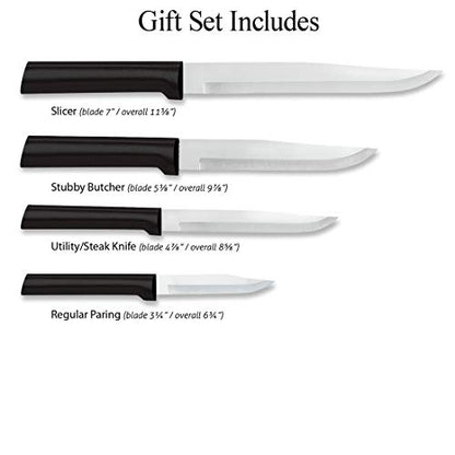  Ada Cutlery Cooking Essentials Knife Starter Gift 3 Piece Set Resin Stainless Steel, 8 7/8 Inches, Black Handle