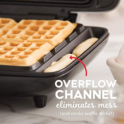 Dash No-Drip Waffle Maker: Waffle Iron 1200W + Waffle Maker Machine For Waffles, Hash Browns, Or Any Breakfast, Lunch, & Snacks With Easy Clean, Non-Stick + Mess Free Sides - Aqua