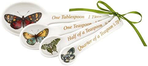  Botanic Garden Set Of 4 Measuring Spoons | Measuring Spoon Set With Assorted Floral Motifs | Made From Porcelain | Dishwasher And Microwave Safe