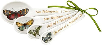  Botanic Garden Set Of 4 Measuring Spoons | Measuring Spoon Set With Assorted Floral Motifs | Made From Porcelain | Dishwasher And Microwave Safe