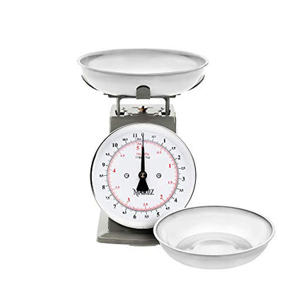  11 Lb/ 5Kg Old Antique Style Mechanical Kitchen Scale With 2 Bowls |Food Scale For Kitchen| Analog Kitchen Scale Kilogram/pounds| Analog Food Weight Scales |Meat Scale Grey