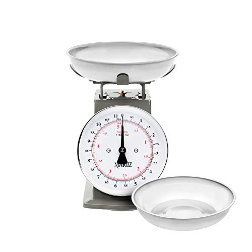  11 Lb/ 5Kg Old Antique Style Mechanical Kitchen Scale With 2 Bowls |Food Scale For Kitchen| Analog Kitchen Scale Kilogram/pounds| Analog Food Weight Scales |Meat Scale Grey