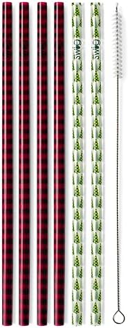  Reusable Straws Luxy Leopard + Blush Reusable Straw Set + Cleaning Brush, Each Straw Is 10.25 Inch Long (Fits Swig Life 20oz Tumblers, 22oz Tumblers, And 32oz Tumblers)