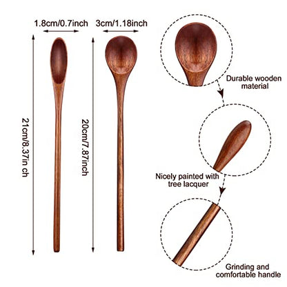  Wooden Coffee Spoons Long Handle Wooden Mixing Spoon Long Handle Wooden Teaspoon Handmade Wood Stirring Spoon For Kitchen Stirring (6)