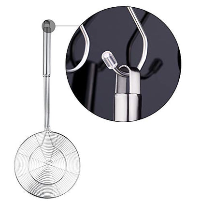  Pider Strainer Skimmer, Swify Stainless Steel Asian Strainer Ladle Frying Spoon With Handle For Kitchen Deep Fryer, Pasta, Spaghetti, Noodle, 5.5 Inch