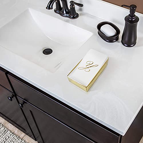  Isposable Hand Towels For Bathroom - Guest Bathroom Essentials -Bathroom Paper Towels - Monogrammed Disposable Napkins - Wedding Napkins In Paper Towel Tray (Silver, M)