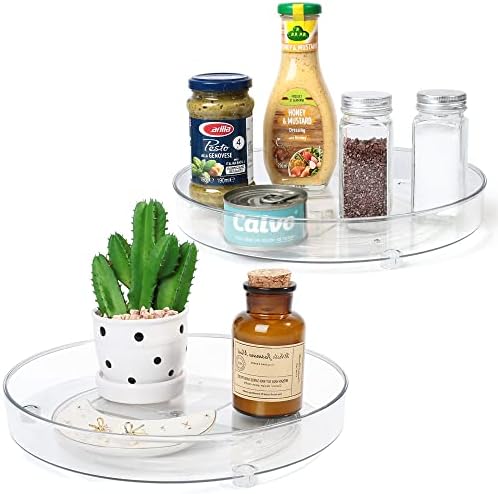  Lazy Susan Organizers, 4 Pack 10.6” Clear Lazy Susan Turntable For Kitchen, Cabinet, Fridge, Pantry, Countertop, Bathroom Storage