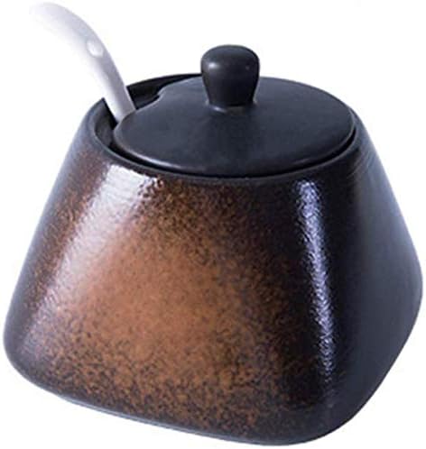 Zaizai Vintage Ceramic Spice Jar With Lid Spoon,Porcelain Sugar Bowl, Chili Pot,Home Kitchen Seasoning Jar,Seasoning Box For Kitchen Restaurant-A