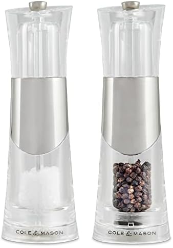 Cole & Mason H57272P Bobbi Salt Mill | Precision+ | Chrome/Acrylic | 185mm | Single | Includes 1 X Salt Grinder | Lifetime Mechanism Guarantee