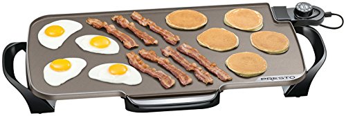 Presto Electric Skillet, 16", Grey Ceramic & Ceramic 22-inch Electric Griddle With Removable Handles, One Size, Black