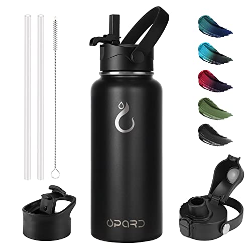  Sports Water Bottle - 32 Oz, 3 Lids (Straw Lid, Flip Lid, Spout Lid), Leak Proof, Vacuum Insulated Stainless Steel, Double Walled, Reusable Metal Canteen