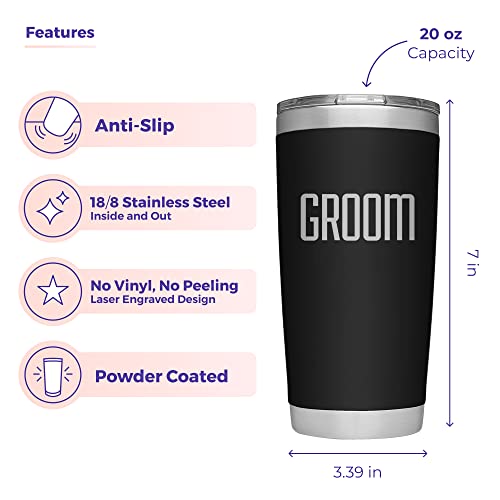 Groom Tumbler - Custom Vacuum Insulated Stainless Steel Groom Cup Mug With Lid And Straw - Cup For Fiance - Coffee Mug For Groom To Be - Groom Travel Tumbler - Engagement Tumbler - Newly Engaged Son